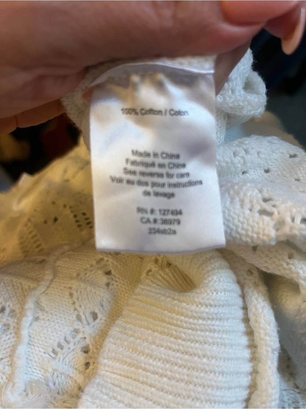 Heartloom Women's White Open-Knit V-Neck Hoodie Sweater w/Kangaroo pocket SZ LG - Picture 8 of 9